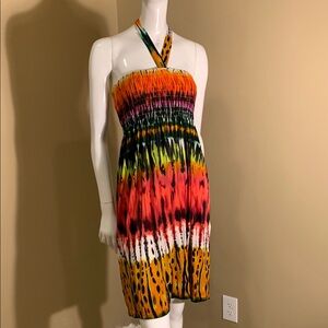 Just  Love Multicolor Halter  Elastic Dress  Size Large